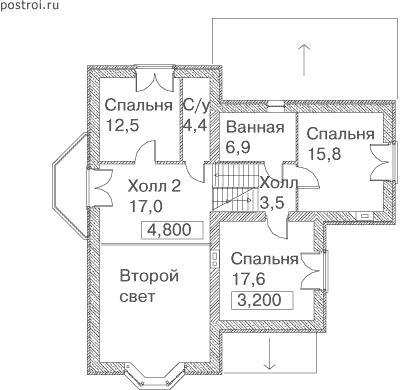 Проект дома F-257-1P - 2-й этаж
