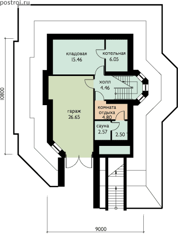 Проект дома I-197-1P - Цокольный этаж