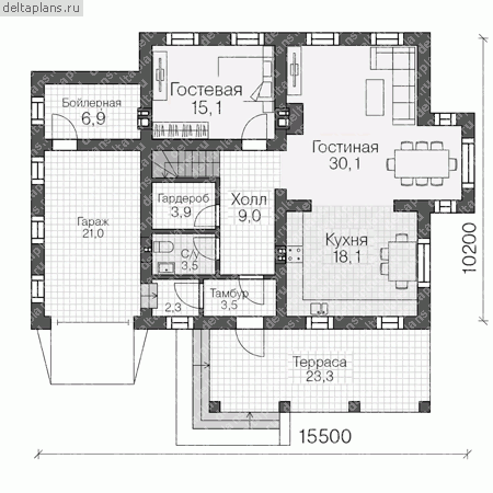 Проект V-193-1P - 1-й этаж
