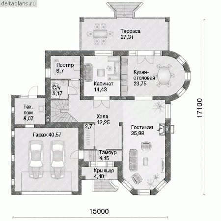 Проект дома H-298-1P - 1-й этаж