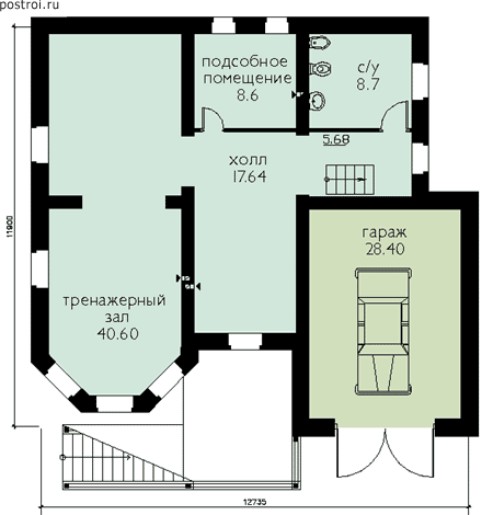 Проект дома E-359-1P - Цокольный этаж