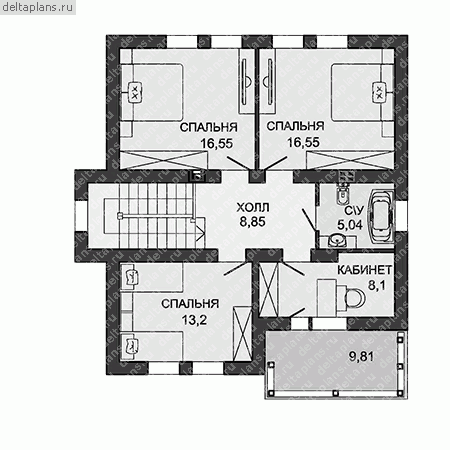 Проект X-150-2P - Мансардный этаж
