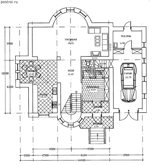 Проект дома N-251-1P - 1-й этаж
