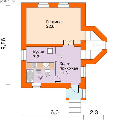 Проект N-084-1K - 1-й этаж
