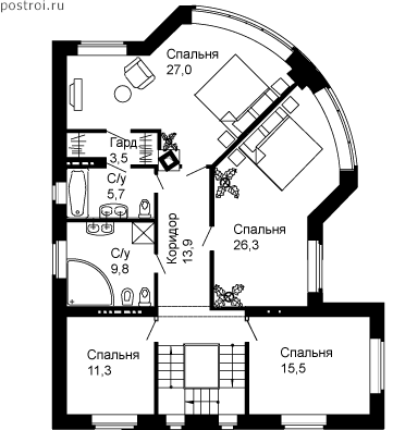 Проект W-338-1K - 2-й этаж