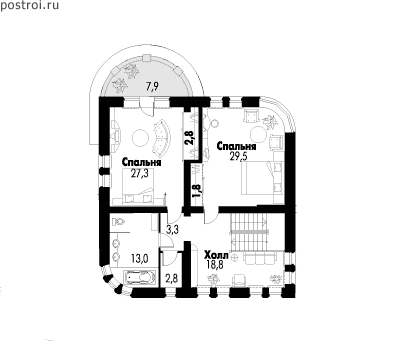 Проект дома V-345-1P - 2-й этаж