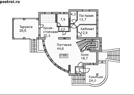 Проект дома K-418-1P - 1-й этаж