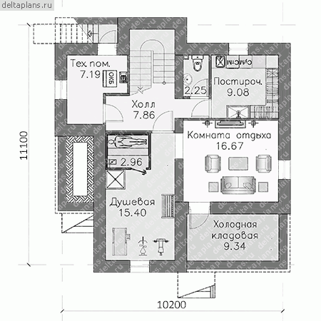Проект N-212-1P - Цокольный этаж