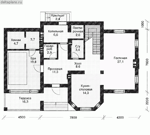 Проект дома U-184-1P - 1-й этаж