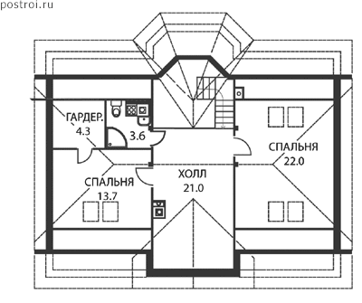 Проект дома J-255-1P - Мансардный этаж