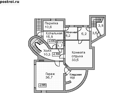 Проект дома L-457-1P - Цокольный этаж