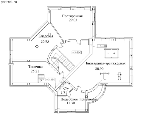 Проект дома M-559-1P - Цокольный этаж