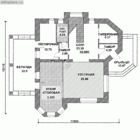 Проект E-218-1K - 1-й этаж
