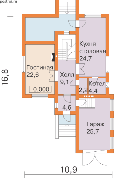 Проект дома F-155-1P - 1-й этаж