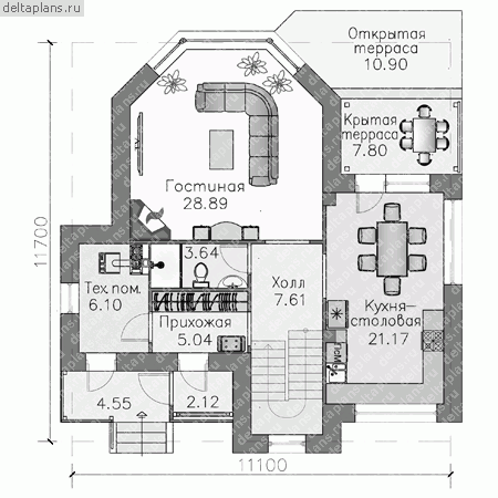 Проект L-142-1P - 1-й этаж