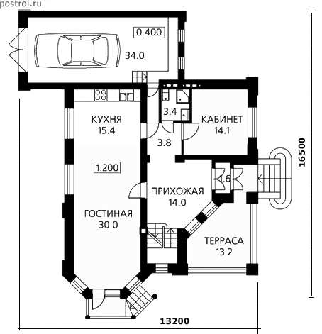 Проект дома V-207-1P - 1-й этаж