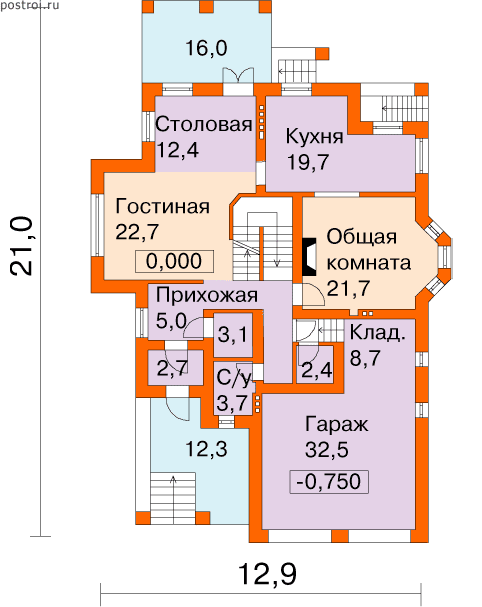 Проект R-410-1K - 1-й этаж