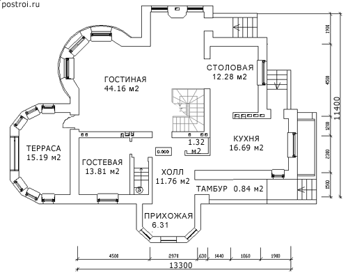 Проект дома A-318-2P - 1-й этаж