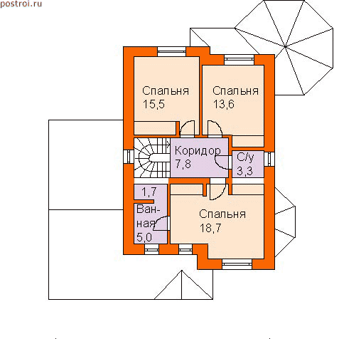 Проект дома R-189-1P - 2-й этаж