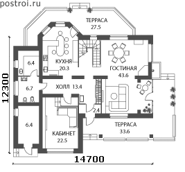 Проект дома A-245-1P - 1-й этаж