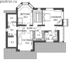 Проект дома A-245-1P - 2-й этаж