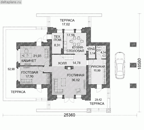 Проект M-234-1K - 1-й этаж