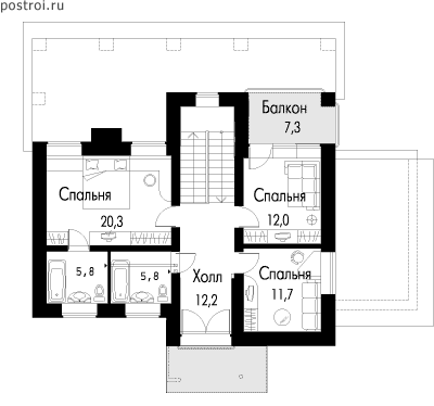 Проект дома V-295-1P - 2-й этаж