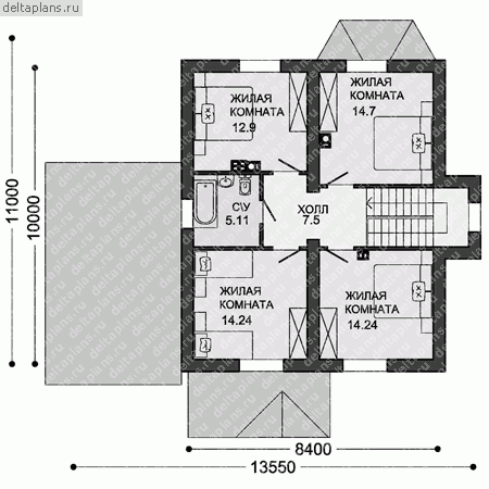 Проект X-184-1P - Мансардный этаж
