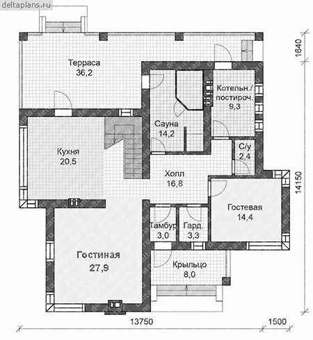 Проект дома U-202-1P - 1-й этаж