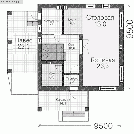 Проект V-145-1P - 1-й этаж
