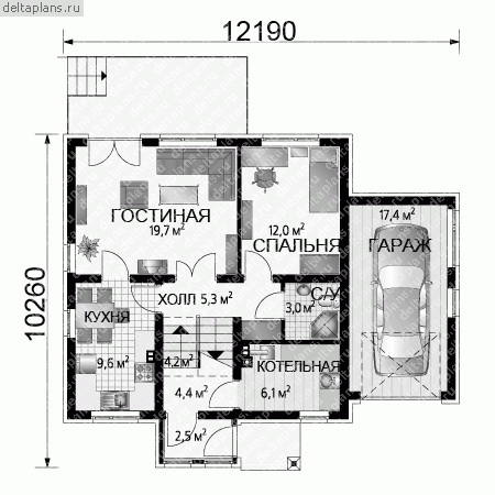 Проект A-199-1K - 1-й этаж