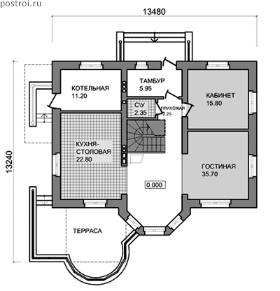 Проект дома F-199-1P - 1-й этаж
