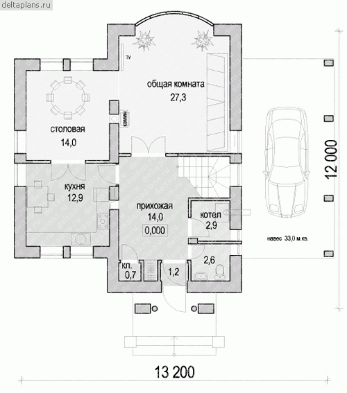 Проект дома D-154-2P - 1-й этаж