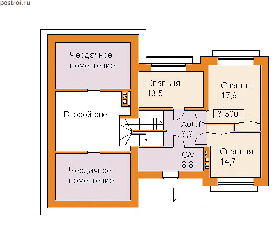 Проект V-208-1P - 2-й этаж