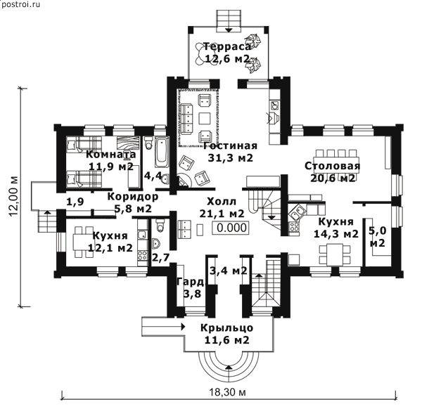 Проект J-425-1K - 1-й этаж
