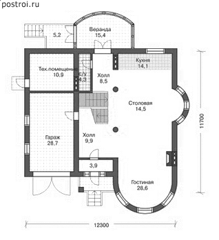 Проект дома N-358-1P - 1-й этаж