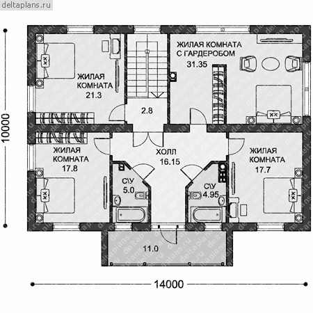 Проект X-241-1P - 2-й этаж