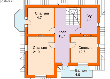 Проект дома C-298-1P - 2-й этаж
