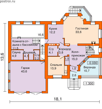 Проект V-388-1P - 1-й этаж