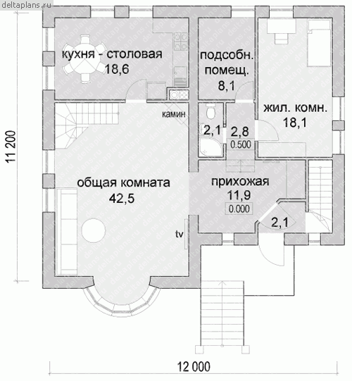 Проект D-244-1P - 1-й этаж