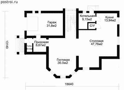 Проект дома F-291-1P - 1-й этаж