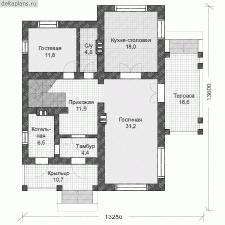 Проект дома U-175-1P - 1-й этаж