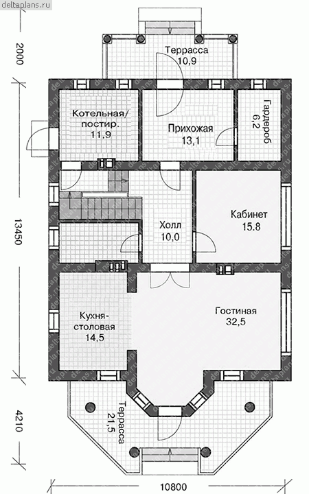Проект дома U-221-1P - 1-й этаж
