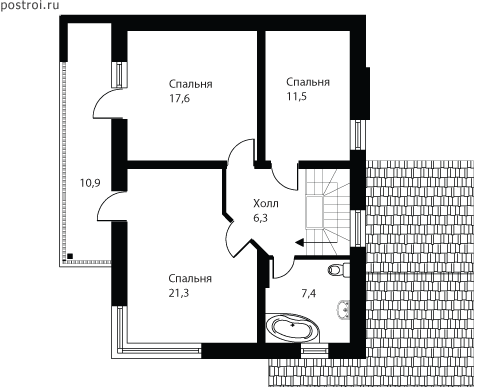 Проект дома W-213-1P - 2-й этаж