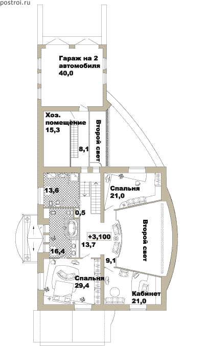 Проект V-524-1P - 2-й этаж