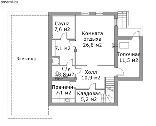 Проект дома M-310-1P - Цокольный этаж