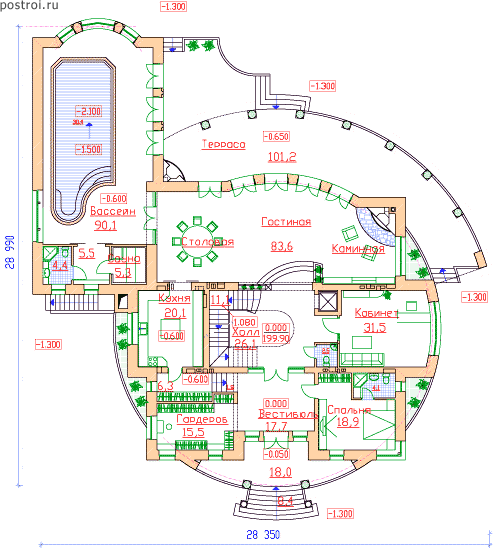 Проект S-1143-1K - 1-й этаж