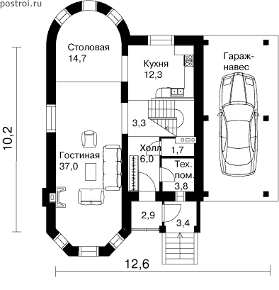 Проект L-155-1K - 1-й этаж