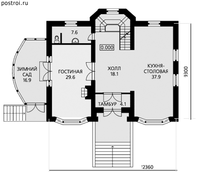 Проект дома J-310-1P - 1-й этаж