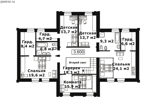 Проект J-425-1K - 2-й этаж